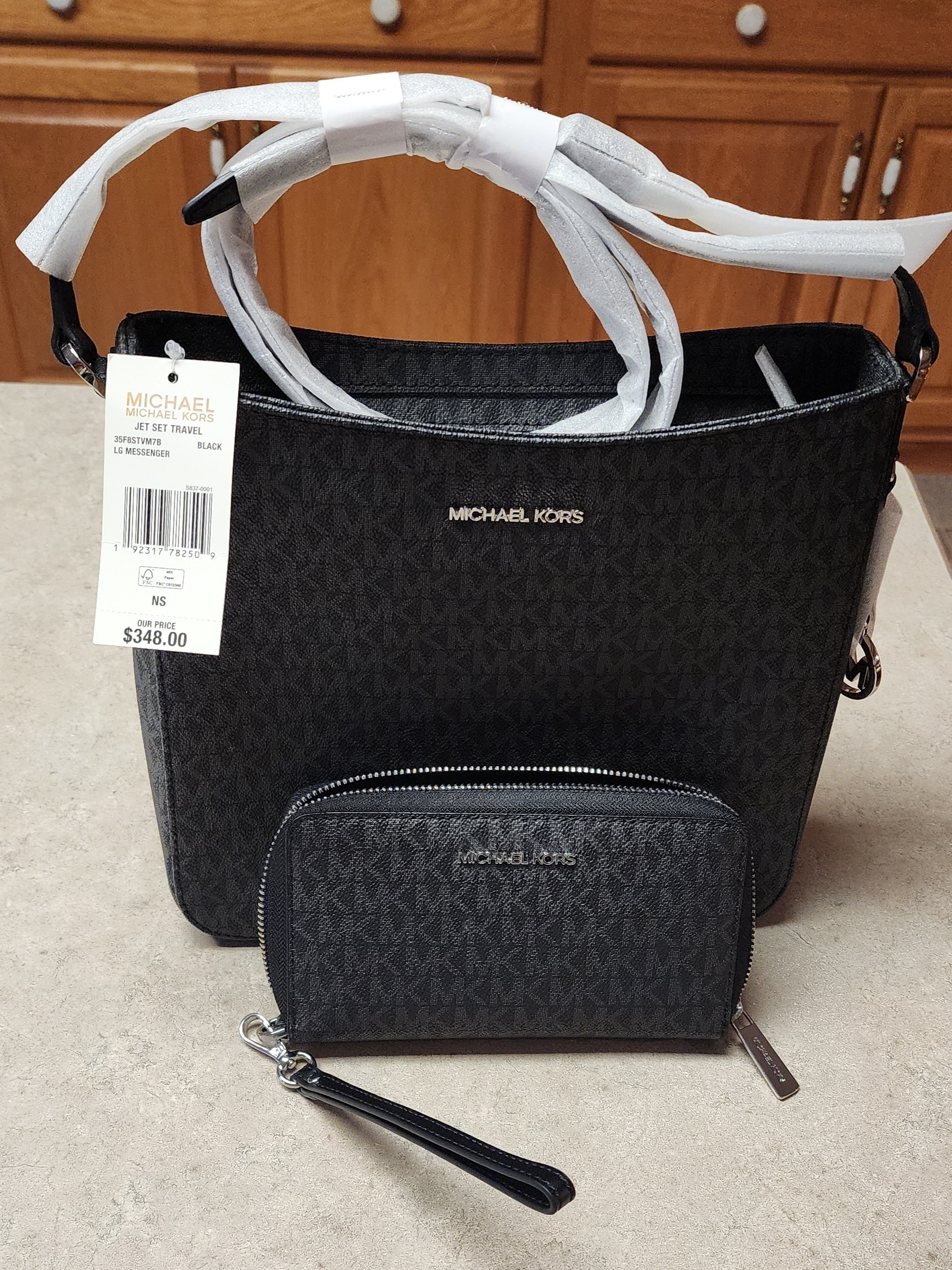 Michael Kors Black Signature Shoulder Tote With Wristlet Wallet